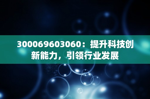 300069603060：提升科技创新能力，引领行业发展