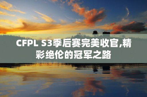 CFPL S3季后赛完美收官,精彩绝伦的冠军之路