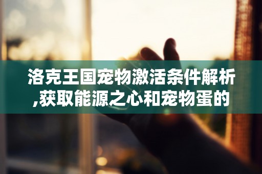 洛克王国宠物激活条件解析,获取能源之心和宠物蛋的关键步骤