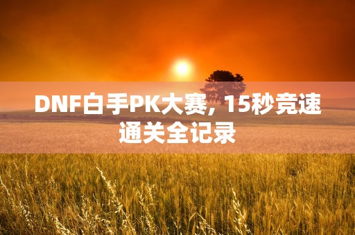 DNF白手PK大赛, 15秒竞速通关全记录