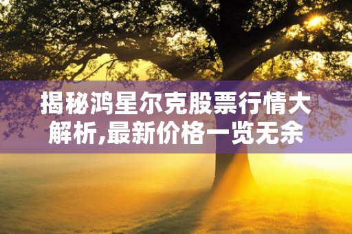 揭秘鸿星尔克股票行情大解析,最新价格一览无余