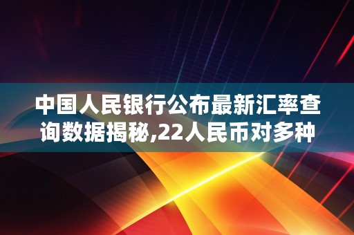 中国人民银行公布最新汇率查询数据揭秘,22人民币对多种货币市场汇价一览