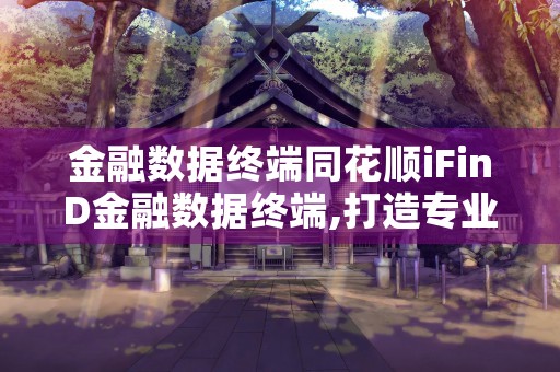 金融数据终端同花顺iFinD金融数据终端,打造专业资本市场信息资源的利器