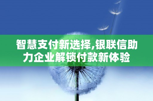 智慧支付新选择,银联信助力企业解锁付款新体验