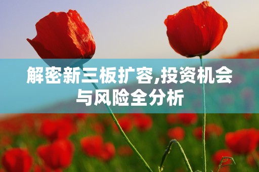 解密新三板扩容,投资机会与风险全分析