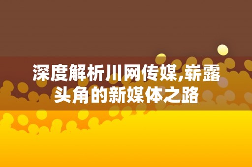 深度解析川网传媒,崭露头角的新媒体之路