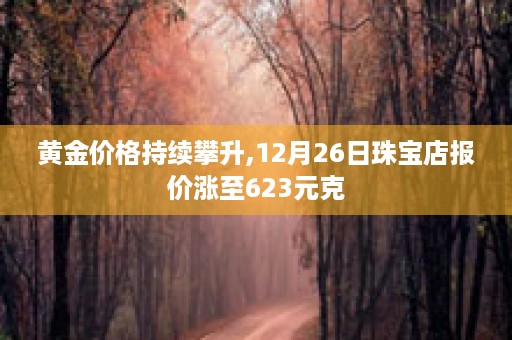 黄金价格持续攀升,12月26日珠宝店报价涨至623元克