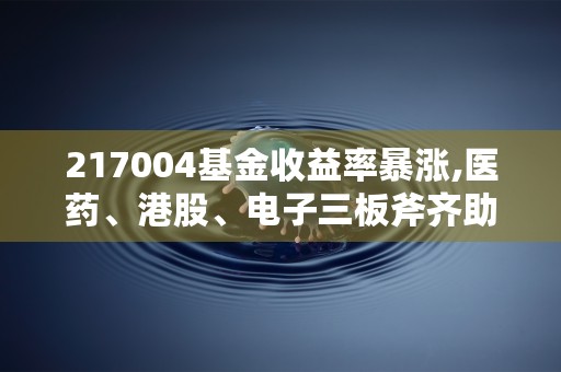 217004基金收益率暴涨,医药、港股、电子三板斧齐助力