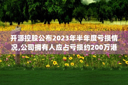 开源控股公布2023年半年度亏损情况,公司拥有人应占亏损约200万港元