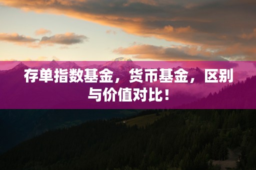 存单指数基金，货币基金，区别与价值对比！