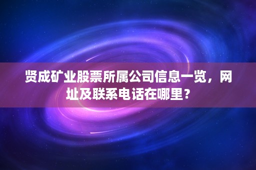 贤成矿业股票所属公司信息一览，网址及联系电话在哪里？