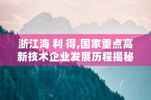 浙江海 利 得,国家重点高新技术企业发展历程揭秘