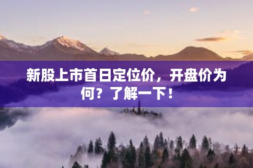 新股上市首日定位价，开盘价为何？了解一下！