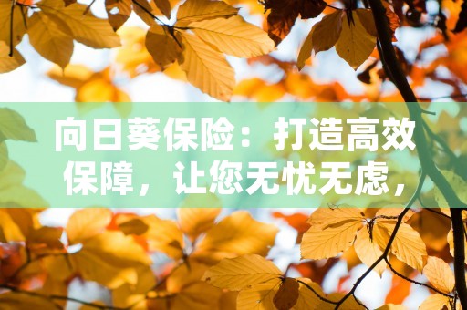 向日葵保险：打造高效保障，让您无忧无虑，向日葵保险网官方下载