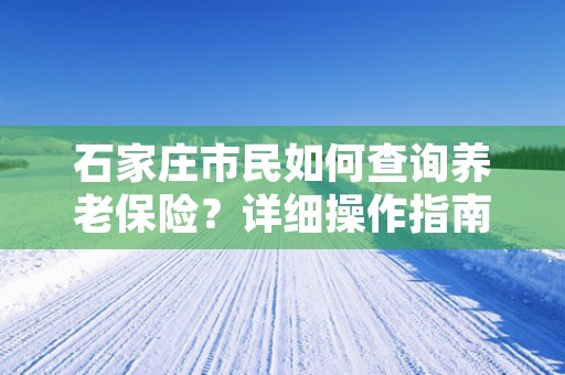 石家庄市民如何查询养老保险？详细操作指南来了！