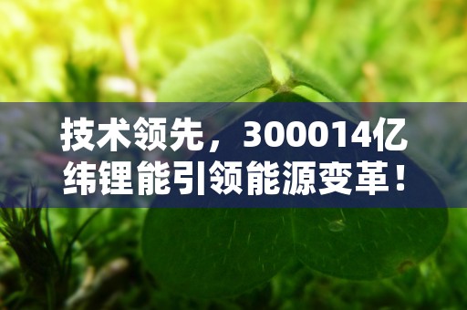 技术领先，300014亿纬锂能引领能源变革！