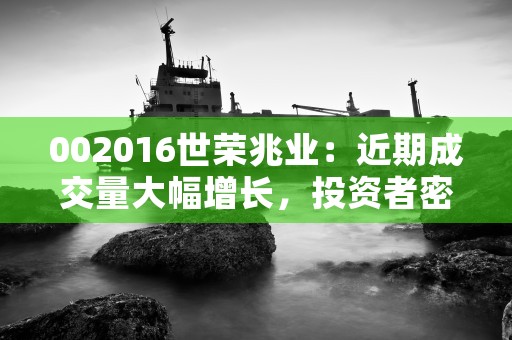 002016世荣兆业：近期成交量大幅增长，投资者密切关注！，世荣股票行情