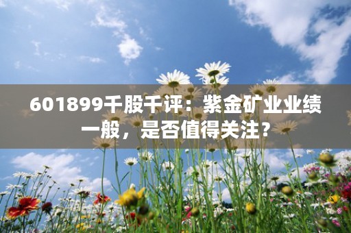 601899千股千评：紫金矿业业绩一般，是否值得关注？