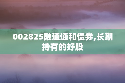 002825融通通和债券,长期持有的好股