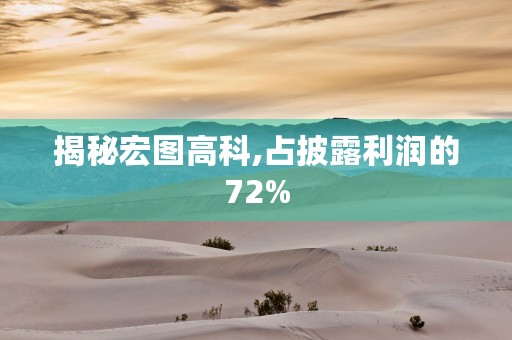 揭秘宏图高科,占披露利润的72%