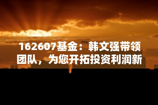 162607基金：韩文强带领团队，为您开拓投资利润新天地！