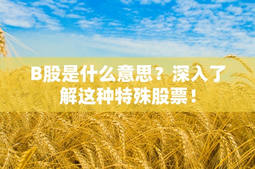 B股是什么意思？深入了解这种特殊股票！