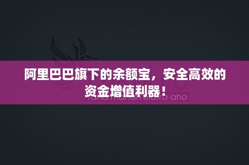 阿里巴巴旗下的余额宝，安全高效的资金增值利器！