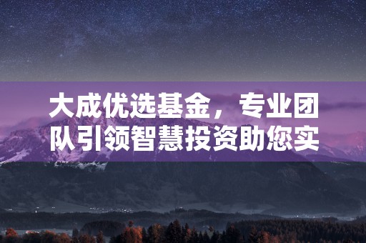 大成优选基金，专业团队引领智慧投资助您实现财富增值