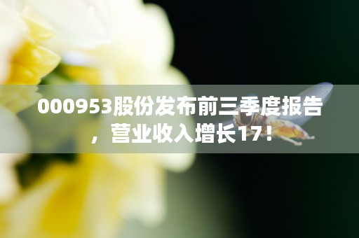 000953股份发布前三季度报告，营业收入增长17！