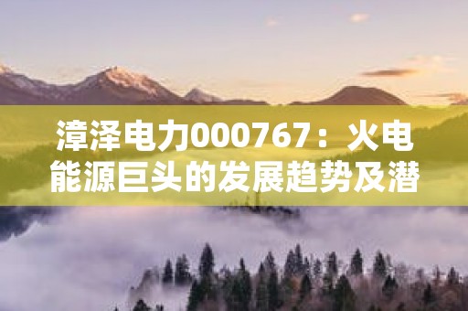 漳泽电力000767：火电能源巨头的发展趋势及潜力分析！