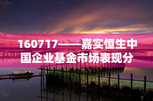 160717——嘉实恒生中国企业基金市场表现分析