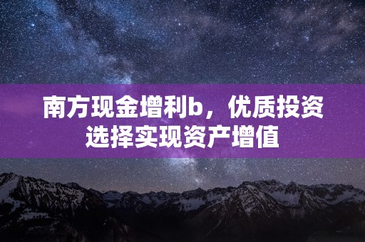 南方现金增利b，优质投资选择实现资产增值