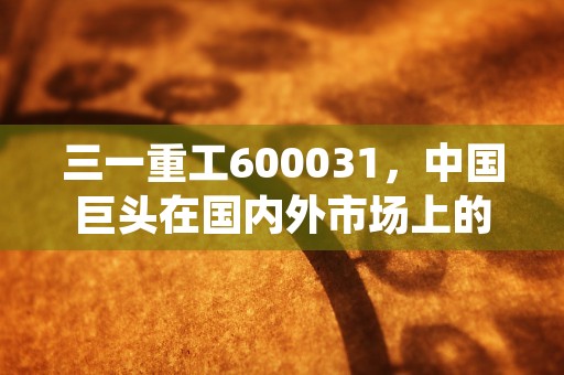 三一重工600031，中国巨头在国内外市场上的发展势头