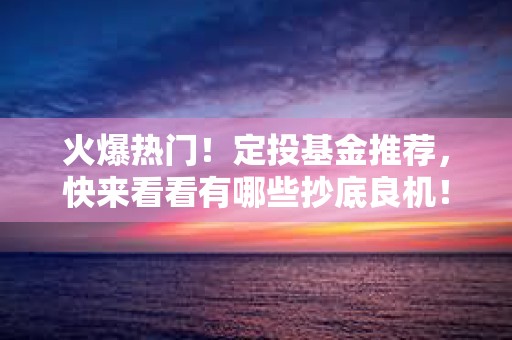 火爆热门！定投基金推荐，快来看看有哪些抄底良机！