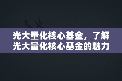 光大量化核心基金，了解光大量化核心基金的魅力，光大量化核心基金查询