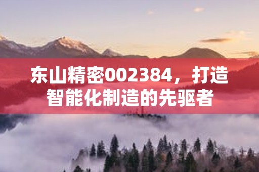 东山精密002384，打造智能化制造的先驱者