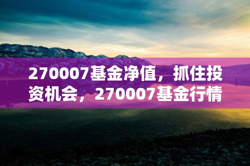 270007基金净值，抓住投资机会，270007基金行情