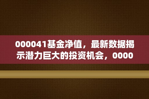 000041基金净值，最新数据揭示潜力巨大的投资机会，000041基金分红了吗