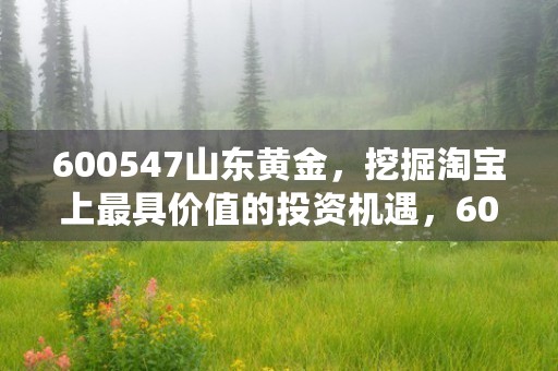 600547山东黄金，挖掘淘宝上最具价值的投资机遇，600547山东黄金股票行情东方财富