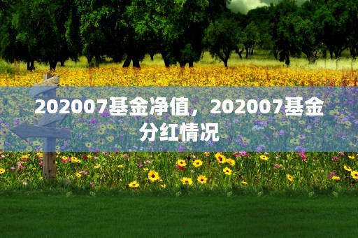 202007基金净值，202007基金分红情况