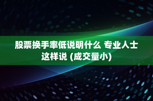 股票换手率低说明什么 专业人士这样说 (成交量小)