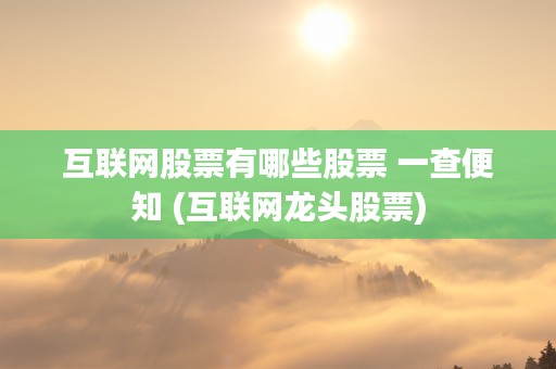 互联网股票有哪些股票 一查便知 (互联网龙头股票)