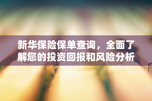 新华保险保单查询，全面了解您的投资回报和风险分析