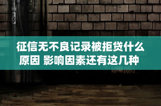 征信无不良记录被拒贷什么原因 影响因素还有这几种 (征信报告无不良记录能贷款吗)