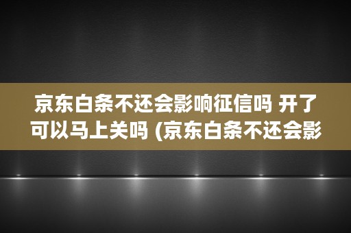 京东白条不还会影响征信吗 开了可以马上关吗 (京东白条不还会影响社保医保吗)