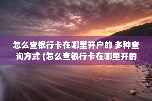 怎么查银行卡在哪里开户的 多种查询方式 (怎么查银行卡在哪里开的支行)