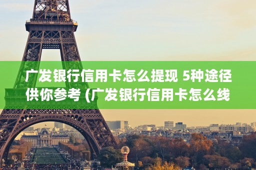 广发银行信用卡怎么提现 5种途径供你参考 (广发银行信用卡怎么线上激活)