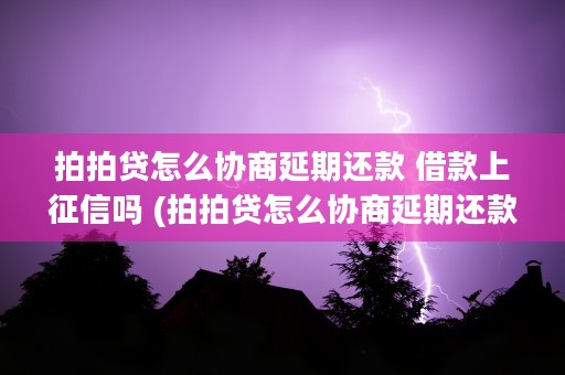 拍拍贷怎么协商延期还款 借款上征信吗 (拍拍贷怎么协商延期还款2023)