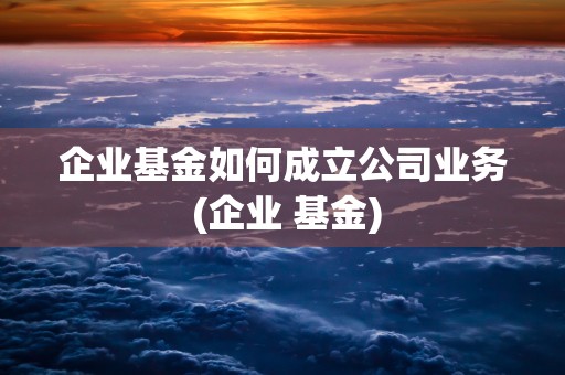 企业基金如何成立公司业务 (企业 基金)