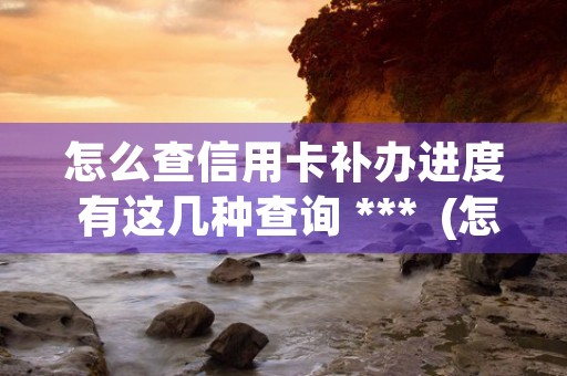 怎么查信用卡补办进度 有这几种查询 ***  (怎么查信用卡有没有注销掉?)